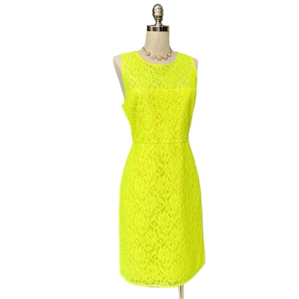 J. Crew Neon Yellow Lace Midi Dress